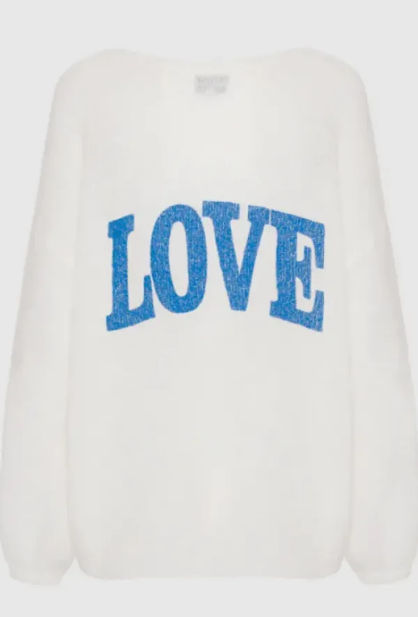 Americandreams - Silja mohairneule LOVE, white/sky blue