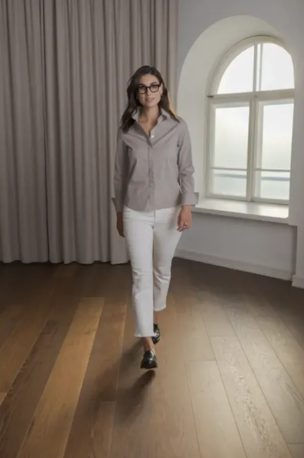 Original Story Camilla puuvillakauluspaita, greige