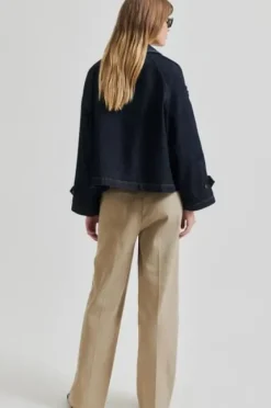 Second Female Columbus Trench Jacket, dark blue denim