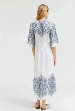 Gustav - Hali pitkä mekko, white/blue