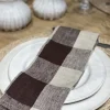 Olsson & Jensen Johanna ruudullinen keittiöpyyhe pellavaa, brown/nat