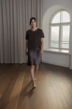 Original Story Karlia lyhythih cashmere neuletakki, dark chocolate