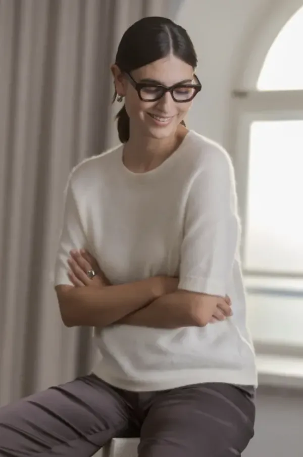 Original Story Karlie* lyhythihainen cashmere neule, cream