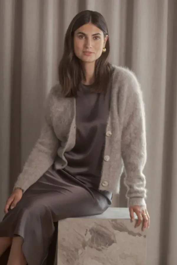 Original Story Tianna midi satiinihame, dark chocolate