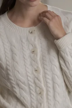 Original Story Vivianna palmikkoneuletakki, cream